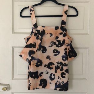 ASOS Watercolor Leopard Cold Shoulder Tank